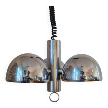Midcentury Chrome Space Age Chandelier/Pendant Hillebrand, Germany, 1970s