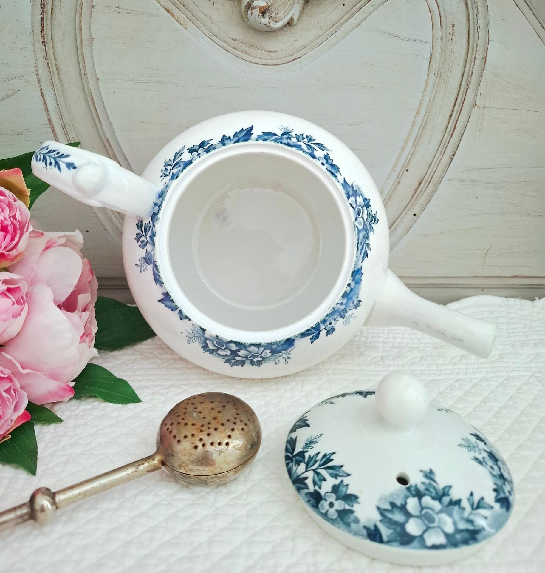 Antique teapot in ironstone pottery