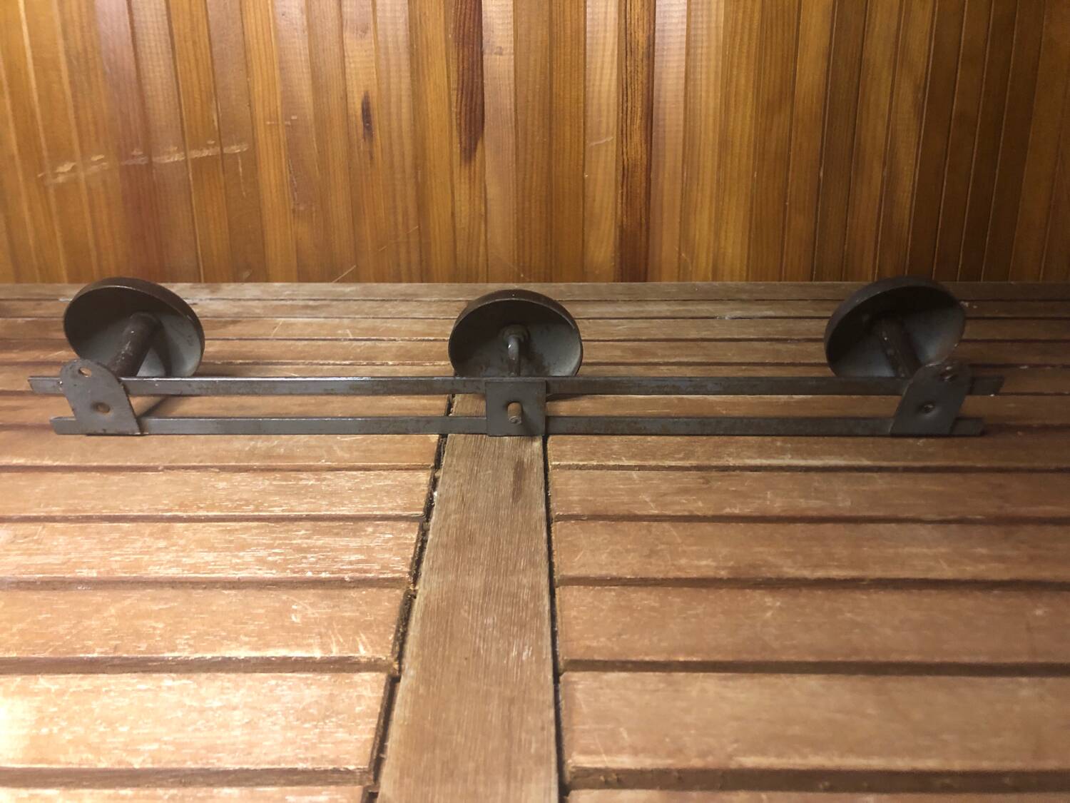 Old wall coat rack x3 vintage brown metal #a418