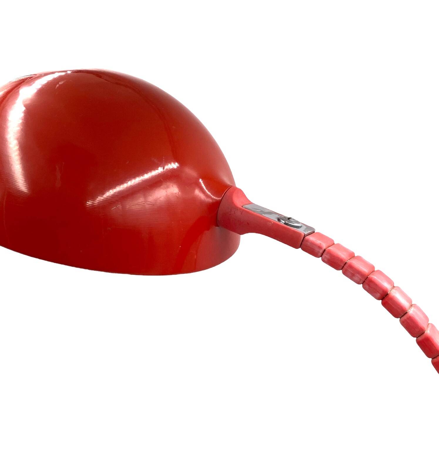 Elio Martinelli, Flex Calotta mod. 660 bright red table / desk lamp, Martinelli Luce Italy, 1972