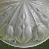 French Art Deco White Pate De Verre Platformer With Abstract Tulip Design 5145