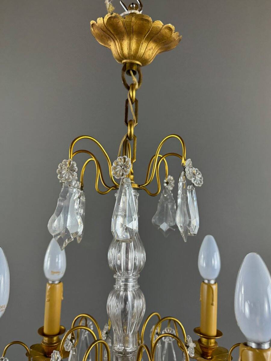 Lustre en cristal et bronze doré, début XXe siècle