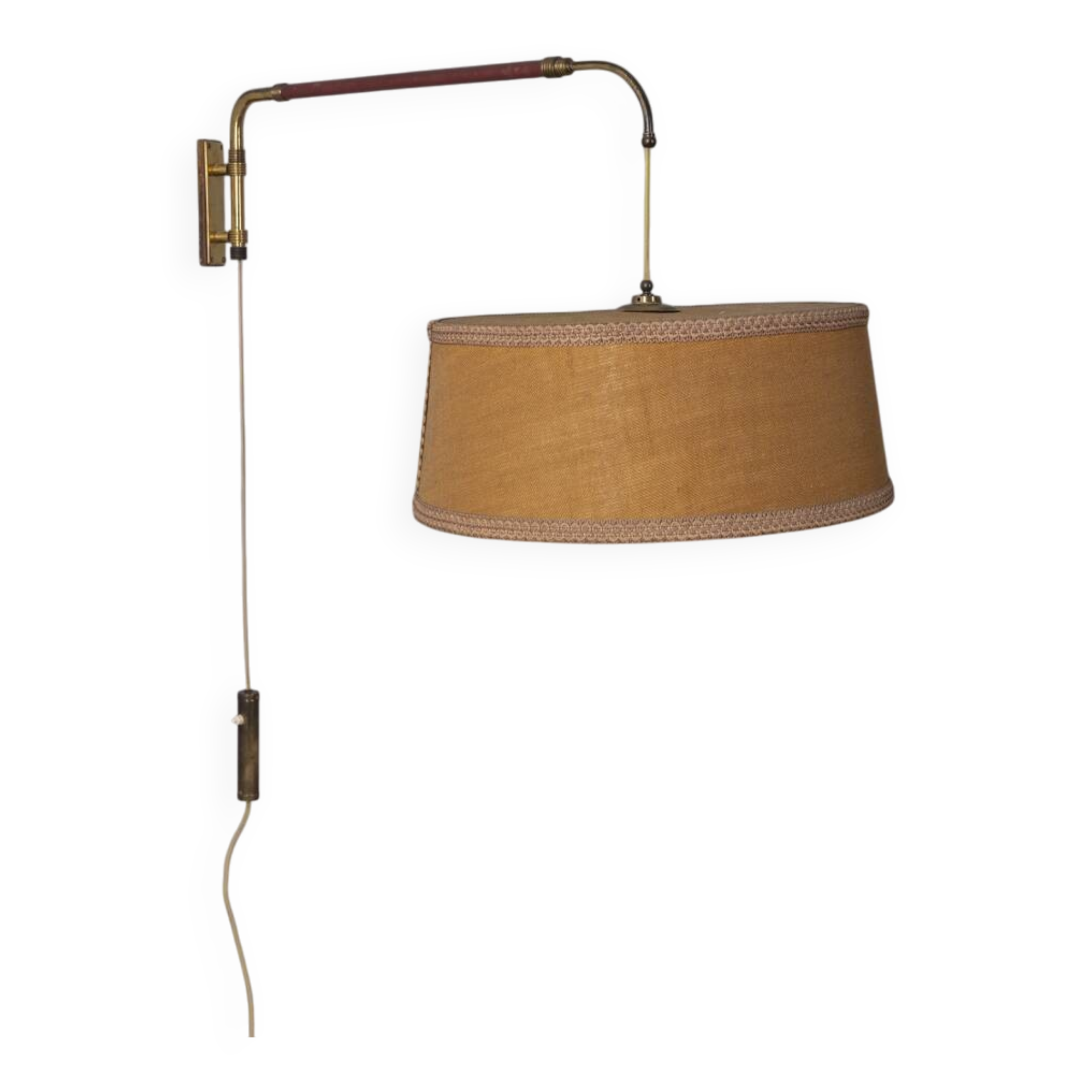 Applique murale vintage en laiton réglable des années 1950, design italien