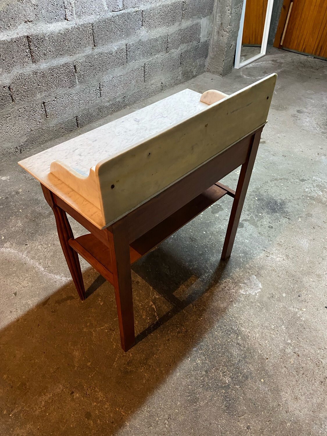 Antique dressing table, white marble