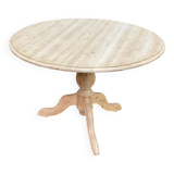 Interior's extendable round tripod dining table renovated in solid wood