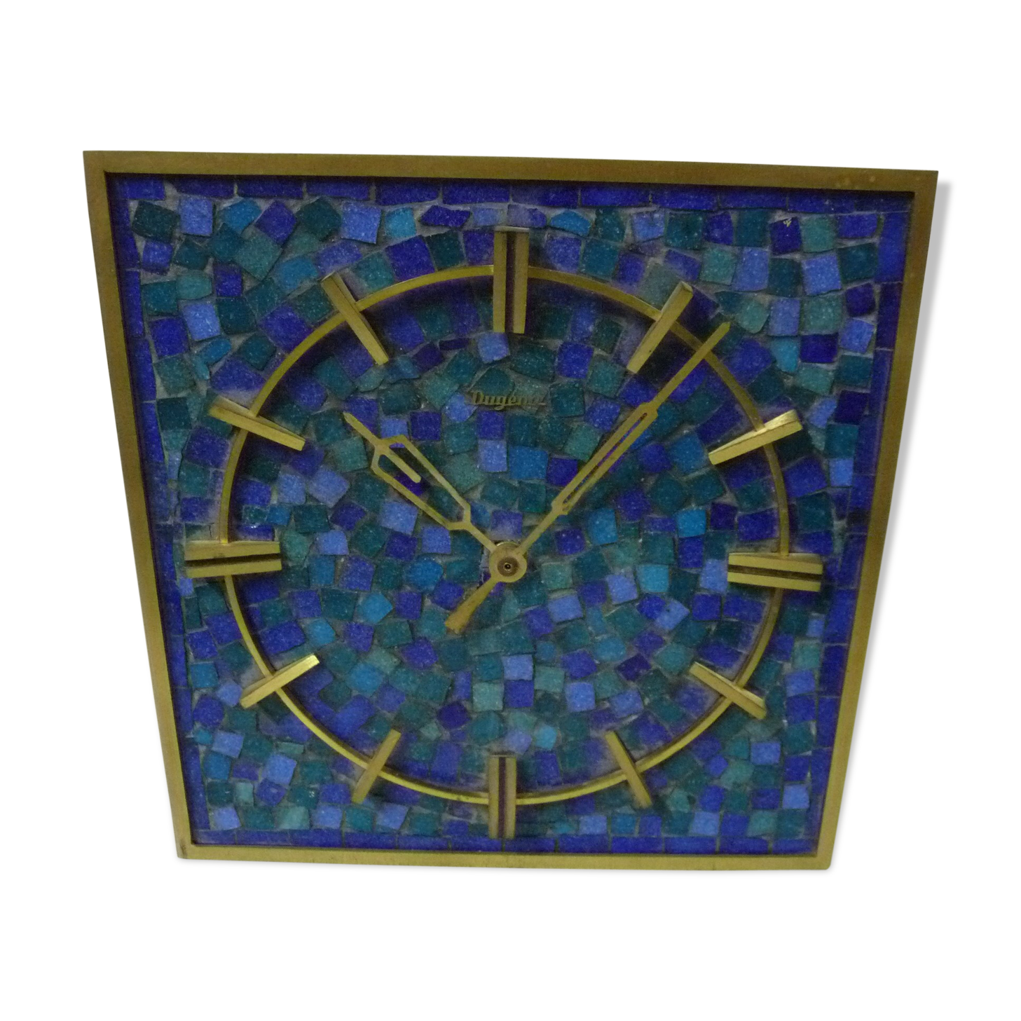 Clock Mural Dugena in mosaic square blue