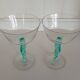 Pair of Vintage Postmodern Crystal Champagne Coupes with Organic Aqua Stems