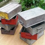 Serie of 8 industrial metal boxes