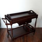 Rolling service with drawer tray and bottle compartments