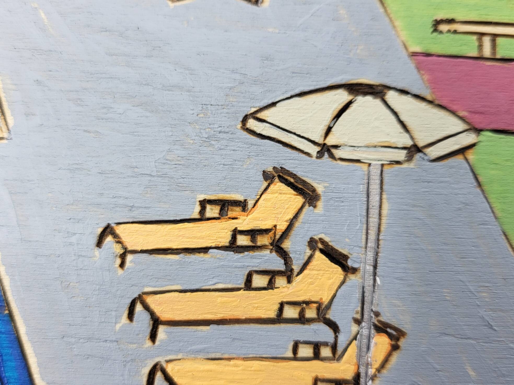 Tableau Art Naïf peinture sur bois