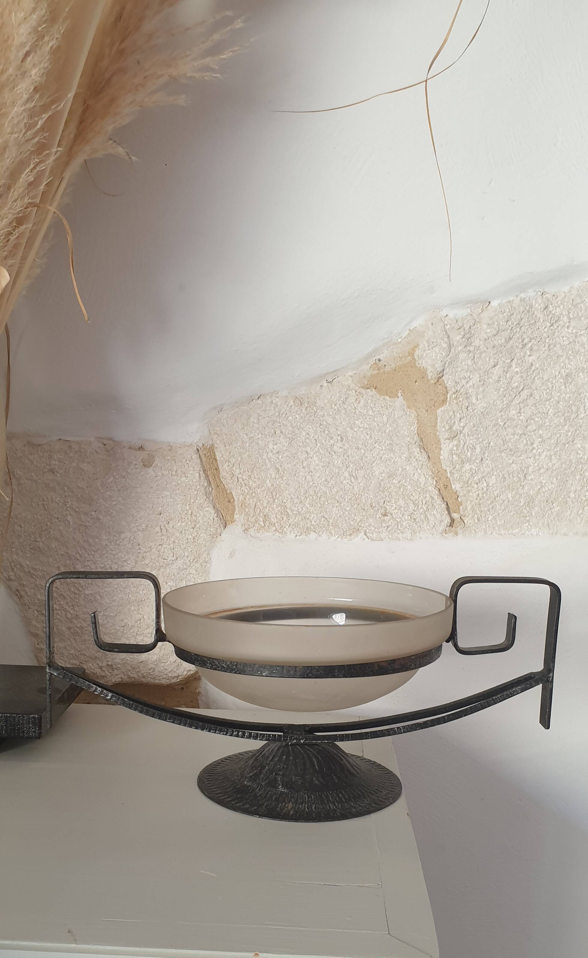 Art deco glass/metal cup