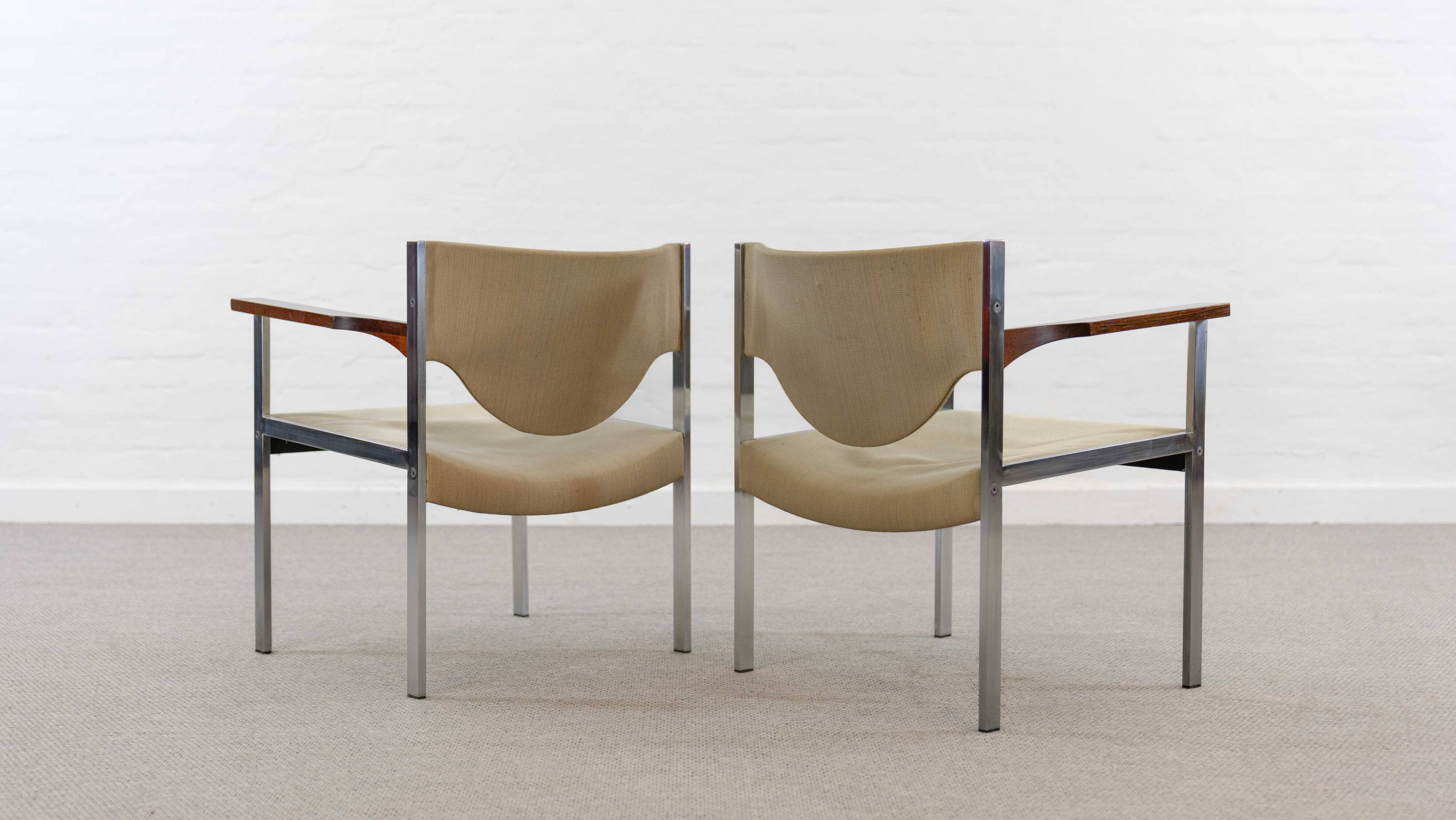 Pair club chairs, model 206 by lübke, 60s