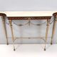 Vintage walnut console with a portuguese pink marble top and brass frame, italy
