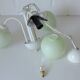 Vintage Elegant Pendant Lamp, Shabby Chic White Chandelier, Mint Green