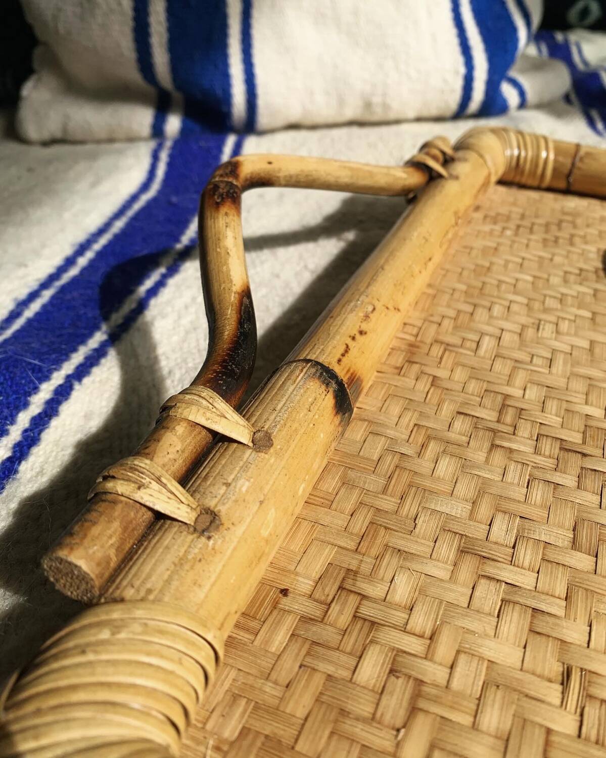 Vintage bamboo and rattan tray