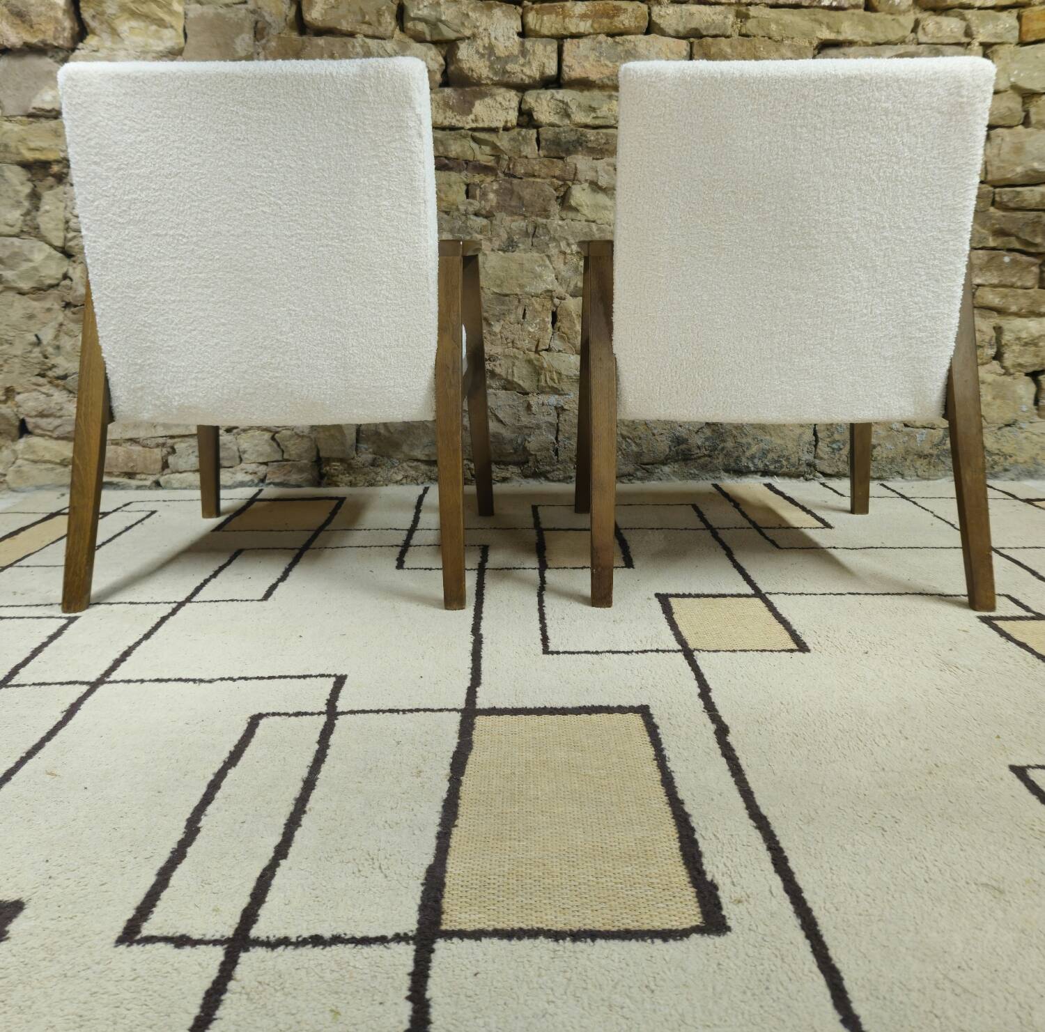 Pair of 1970s bouclette armchairs