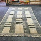 GREY WHITE BLACK WOOL RUG 150cmx250cm