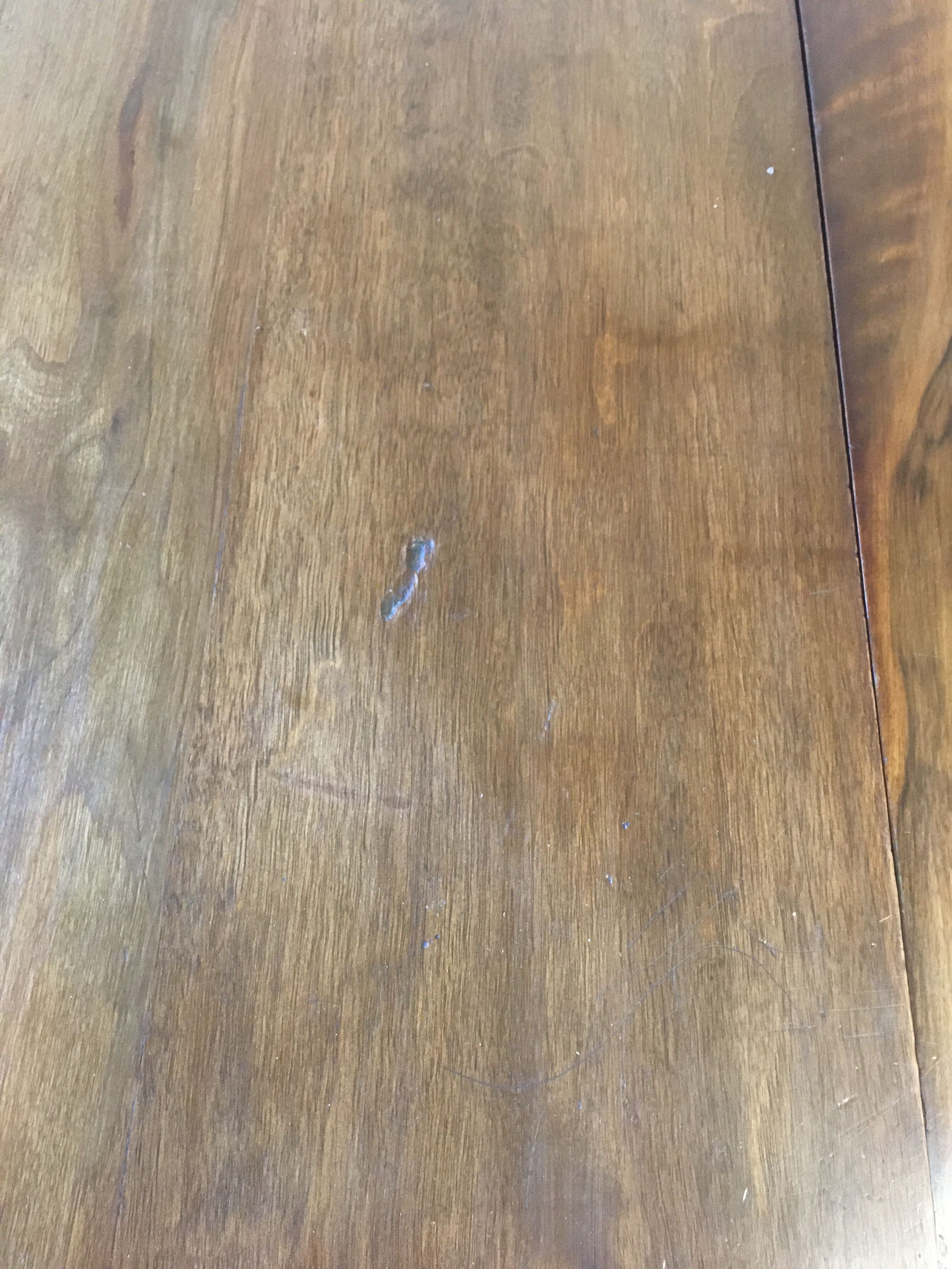 Walnut shutter table with drawer on wheels