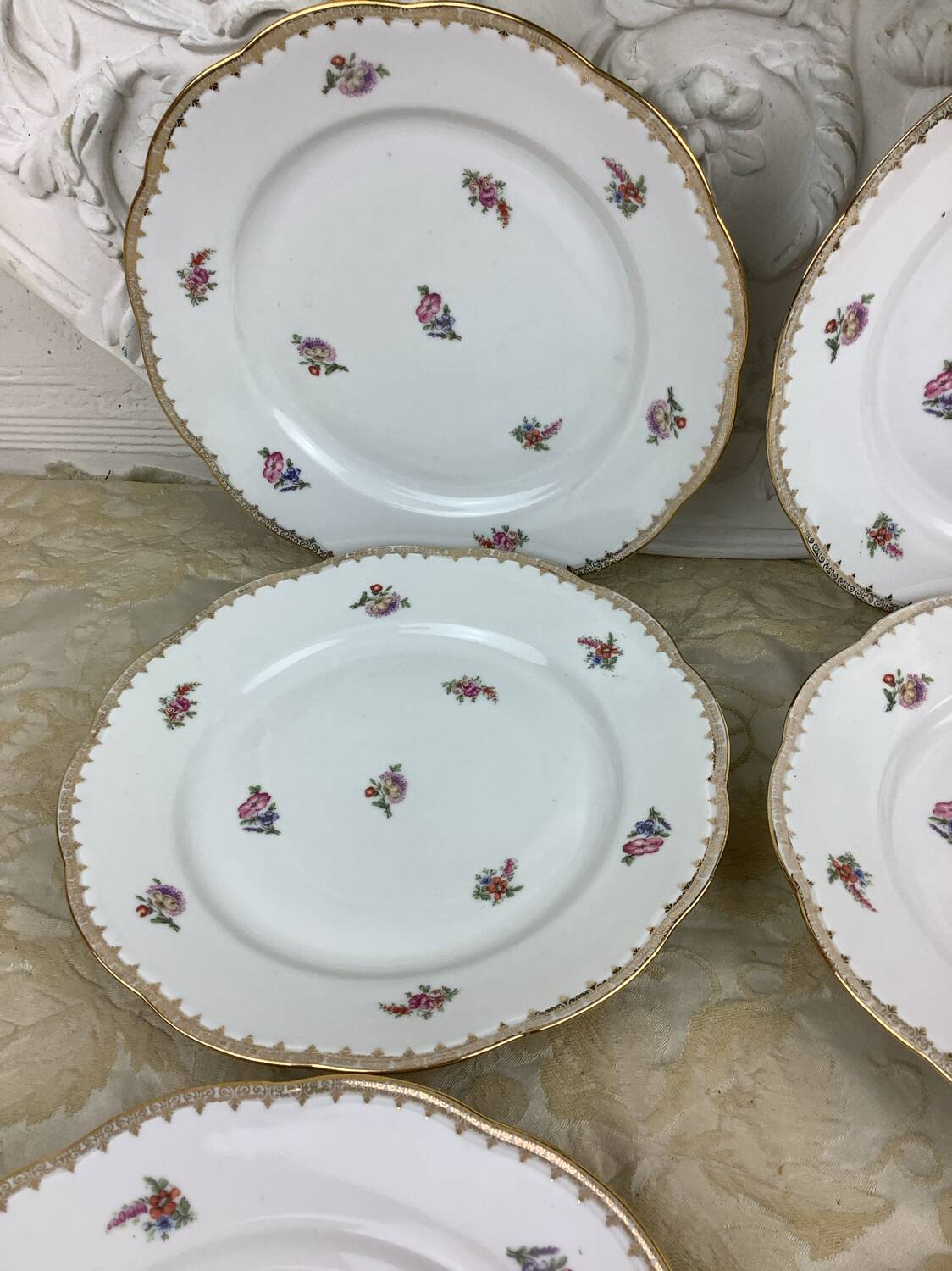 6 flat plates porcelain Limoges France