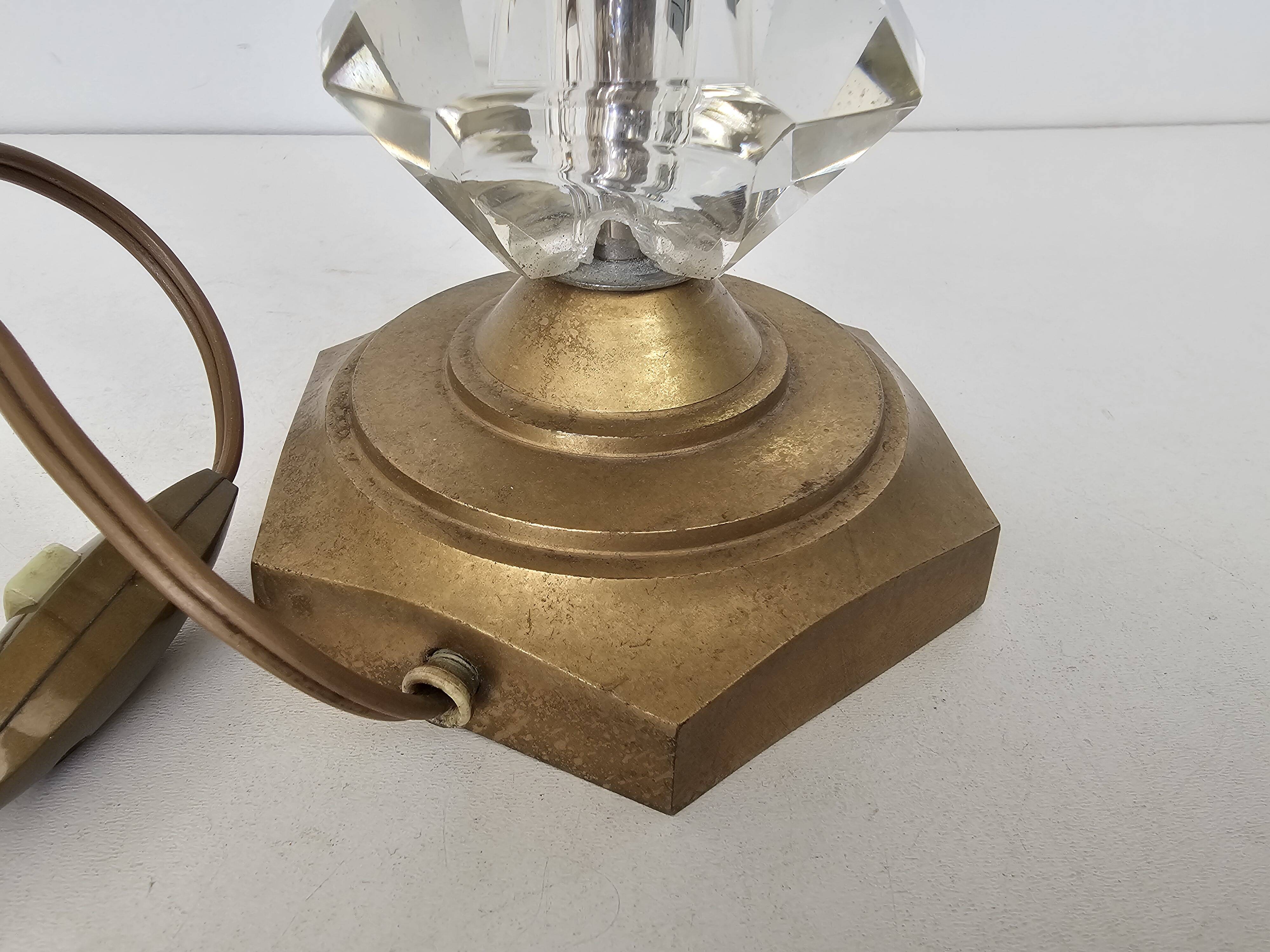 Art Deco Table Lamp - Brass Base Glass