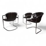 Ensemble de 4 chaises de salle à manger cantilever chromées attribuées à Gastone Rinaldi