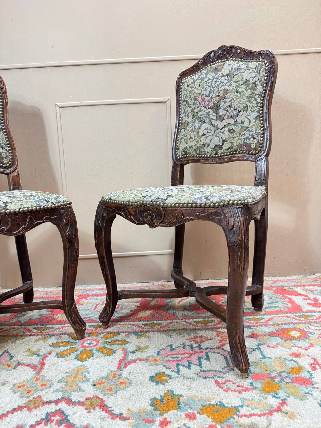 Armand henry pair of natural wood chairs stamped from the regency period