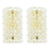 Scandinavian Mid Century Bubble Glass & Brass Wall Lamps by C. Fagerlund