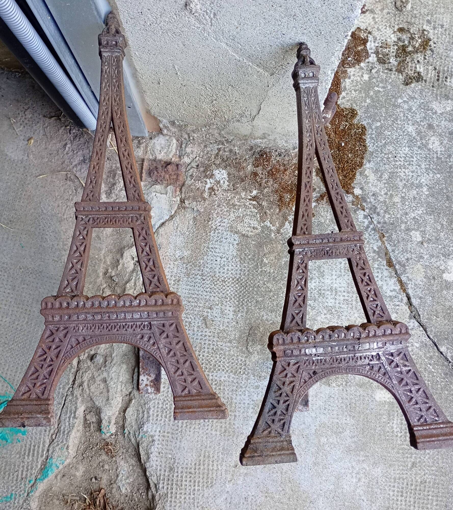 Pair of fire dogs Eiffel Tower 1900