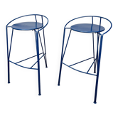 Pair of Pascal Mourgue bar stools, Lune D'Argent model, Fermob, 1980s