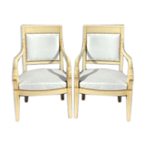 Pair of armchairs with vintage dolphins empire in lase wood