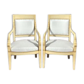 Pair of armchairs with vintage dolphins empire in lase wood