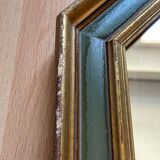 Gold and green wood frame mirror