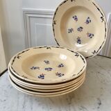 Set of 7 hollow plates k&g lunéville model "flore" 30s