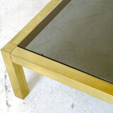 Table basse XXL laiton et verre fumé 1970