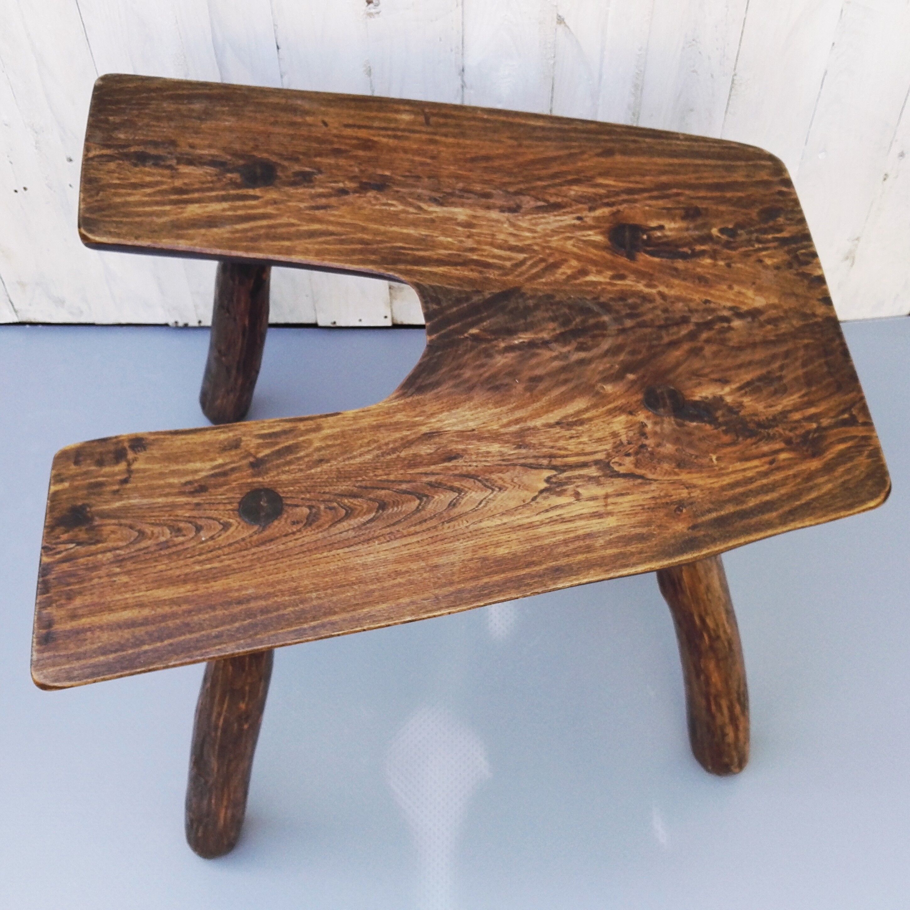Table and 3 stools brutalist design ash