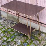 Desserte à 2 niveaux en palissandre laqué et laiton 1960