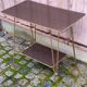 2-tier serving trolley in lacquered rosewood and brass 1960