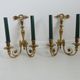 Pair of double wall lamps directoire style Lucien Gau in solid bronze gilded with bright gold