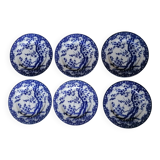 6 white and blue Japanese dessert plates