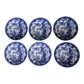 6 white and blue Japanese dessert plates