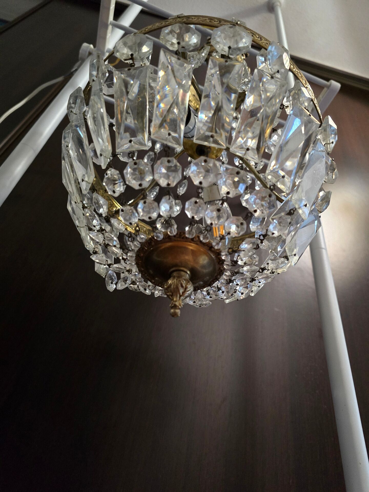 Lustre montgolfière verre et laiton