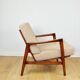 PRL armchair "Stefan" oak wood vintage beige - gold boucle - 3 pieces available