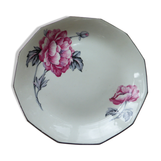 Art deco white porcelain compotier, stamped, hb, peony model
