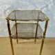 Two-tier side table with smoked glass top, Hollywood Regency