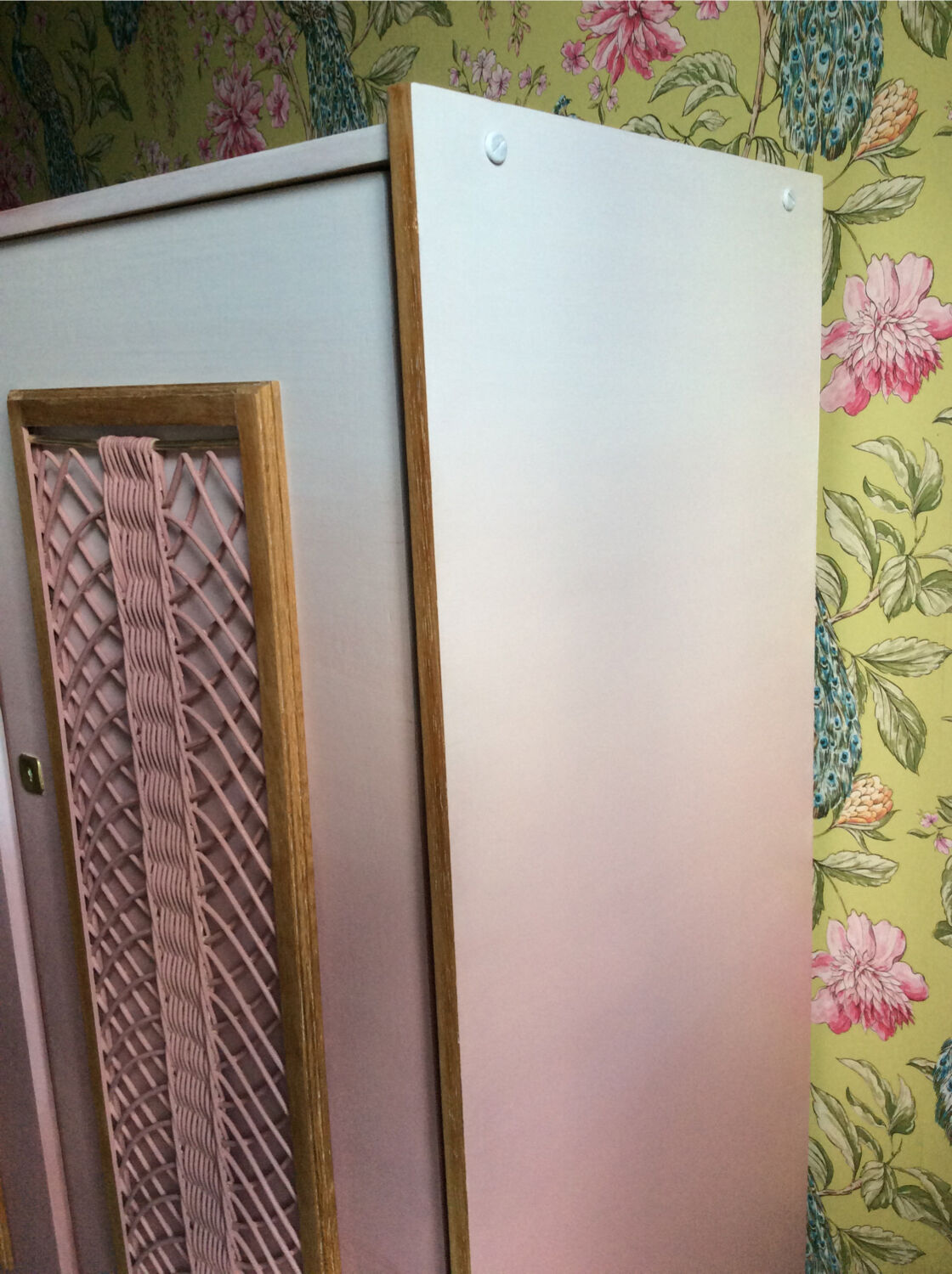 Vintage children's wardrobe wood and wicker