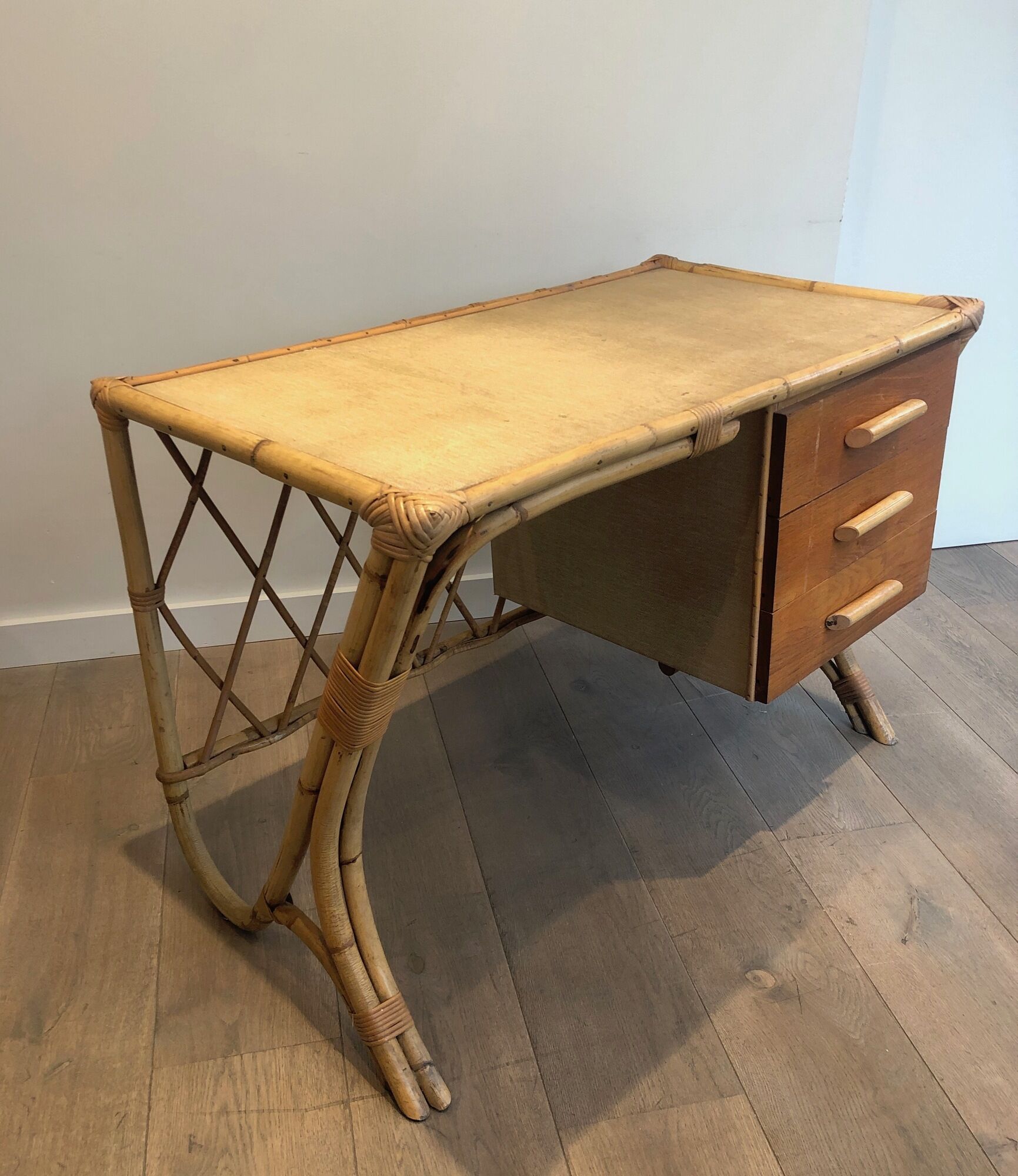 Rattan desk around 1970