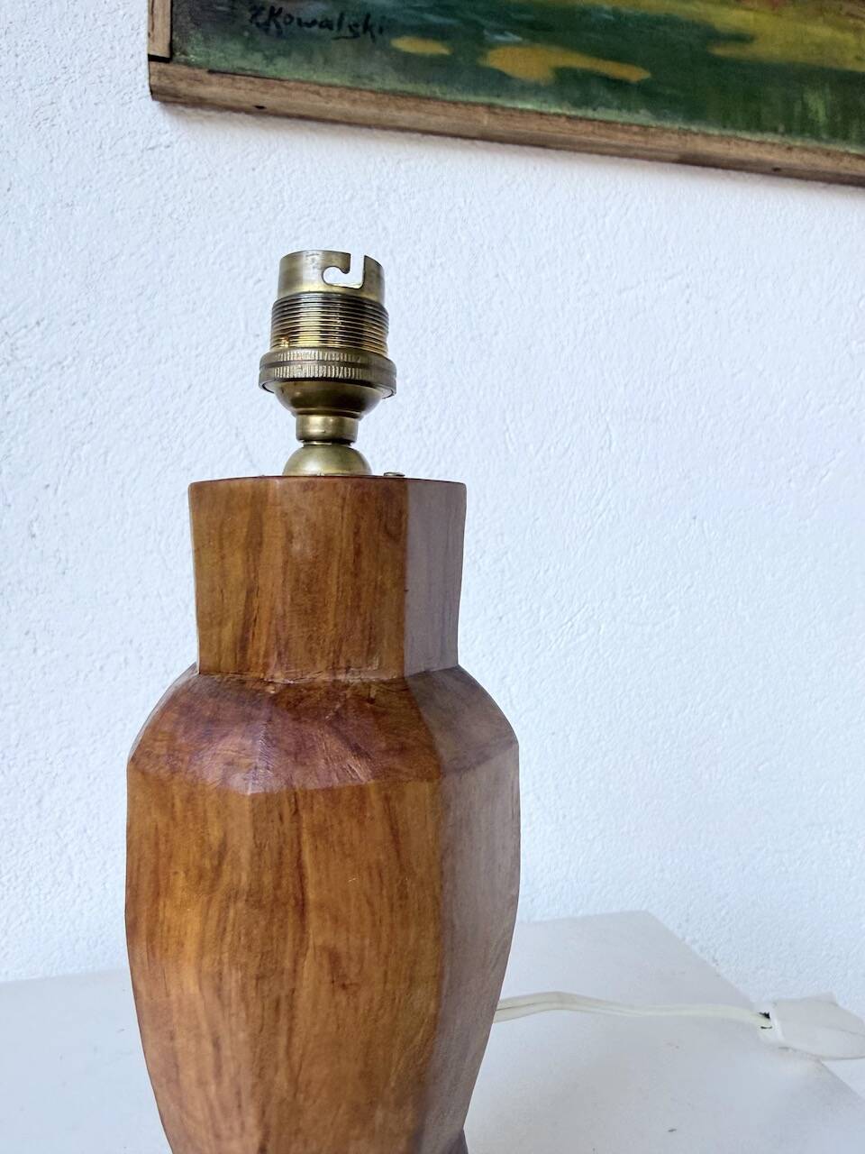 Brutalist walnut table lamp 1950