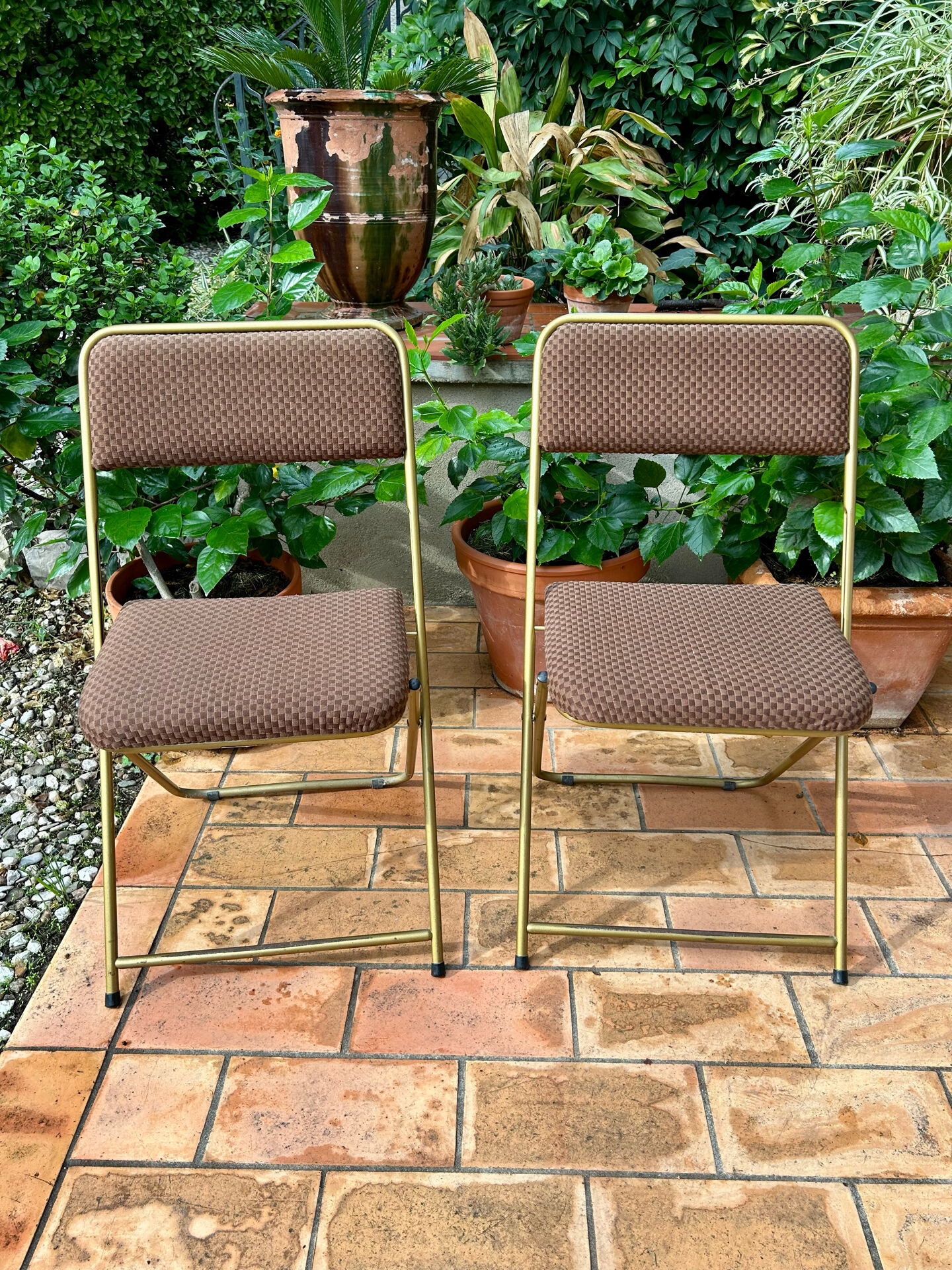 Chaises pliantes Lafuma vintage marrons