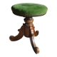 Antique piano stool, green velvet, walnut wood.
