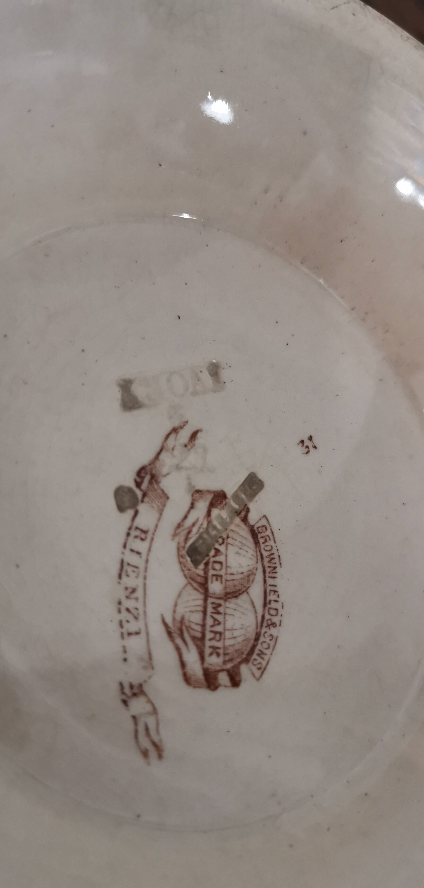 Shower pedestal dish Brownfield & Sons Porcelain Trade Mark Rienzi